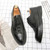 Men's black croc skin pattern brogue derby dress shoe 06