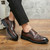 Men's brown croc skin pattern brogue derby dress shoe 05