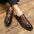 Men's brown croc skin pattern brogue derby dress shoe 04