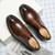 Men's brown croc skin pattern brogue derby dress shoe 06