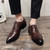 Men's brown retro brogue point toe oxford dress shoe 02