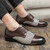 Men's brown stripe texture brogue derby dress shoe 03