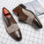 Men's brown stripe texture brogue derby dress shoe 06