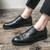 Men's black cap retro brogue derby dress shoe 04