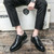 Men's black cap retro brogue derby dress shoe 02
