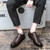 Men's brown croc skin pattern brogue derby dress shoe 02