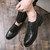 Men's black retro croc skin pattern oxford dress shoe 02
