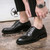 Men's black retro croc skin pattern oxford dress shoe 04