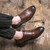 Men's brown retro croc skin pattern oxford dress shoe 04