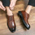 Men's brown retro brogue derby dress shoe 05