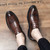 Men's brown croc skin pattern retro brogue derby dress shoe 06