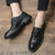 Men's black croc skin pattern retro derby dress shoe 05