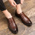 Men's brown croc skin pattern retro brogue derby dress shoe 04