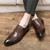 Men's brown thread accents brogue oxford dress shoe 04