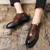 Men's brown thread accents retro oxford dress shoe 02