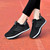 Women's black stripe texture negative heel rocker shoe sneaker 05