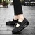 Women's black hollow out low cut slip on rocker bottom sneaker 03