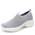 Women's grey plain hollow out slip on double rocker bottom sneaker 01