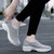 Women's grey plain hollow out slip on double rocker bottom sneaker 03