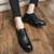 Men's black retro brogue derby dress shoe 02