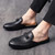 Men's black bow on top slip on shoe mule 03