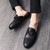 Men's black bow on top slip on shoe mule 04