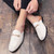 Men's white pattern print metal buckle slip on shoe mule 02