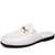 Men's white metal buckle on top slip on shoe mule 01