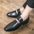 Men's black croc skin pattern color strap buckle slip on dress shoe 02