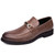 Men's brown metal buckle penny slip on dress shoe 01