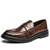 Men's brown retro croc skin pattern penny slip on dress shoe 01