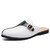 Men's white black buckle two tone slip on shoe mule 01