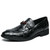 Men's black check pattern metal buckle slip on dress shoe 01