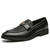 Men's black wave pattern decorated metal on strap slip on dress shoe 01