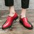 Men's black red two tone buckle strap slip on dress shoe 02