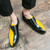 Men's yellow black two tone buckle strap slip on dress shoe 04 Men's yellow black two tone buckle strap slip on dress shoe 04