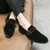 Men's black suede buckle strap slip on dress shoe 05