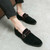 Men's black suede buckle strap slip on dress shoe 03