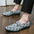 Men's white letter pattern print buckle on top slip on dress shoe 04