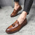 Men's brown tassel on top slip on dress shoe 02