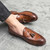 Men's brown tassel on top slip on dress shoe 04