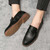 Men's black folded strap slip on dress shoe 04