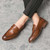 Men's brown folded strap slip on dress shoe 05