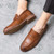 Men's brown sewed accents penny slip on dress shoe 03