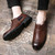 Men's brown side stripe retro slip on dress shoe 03