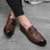 Men's brown metal buckle croc pattern penny slip on dress shoe 04