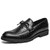 Men's black pattern lace on penny slip on dress shoe 01