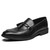 Men's black lace tassel on top slip on dress shoe 01