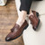 Men's brown lace tassel on top slip on dress shoe 05