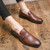 Men's brown monk strap slip on dress shoe 04